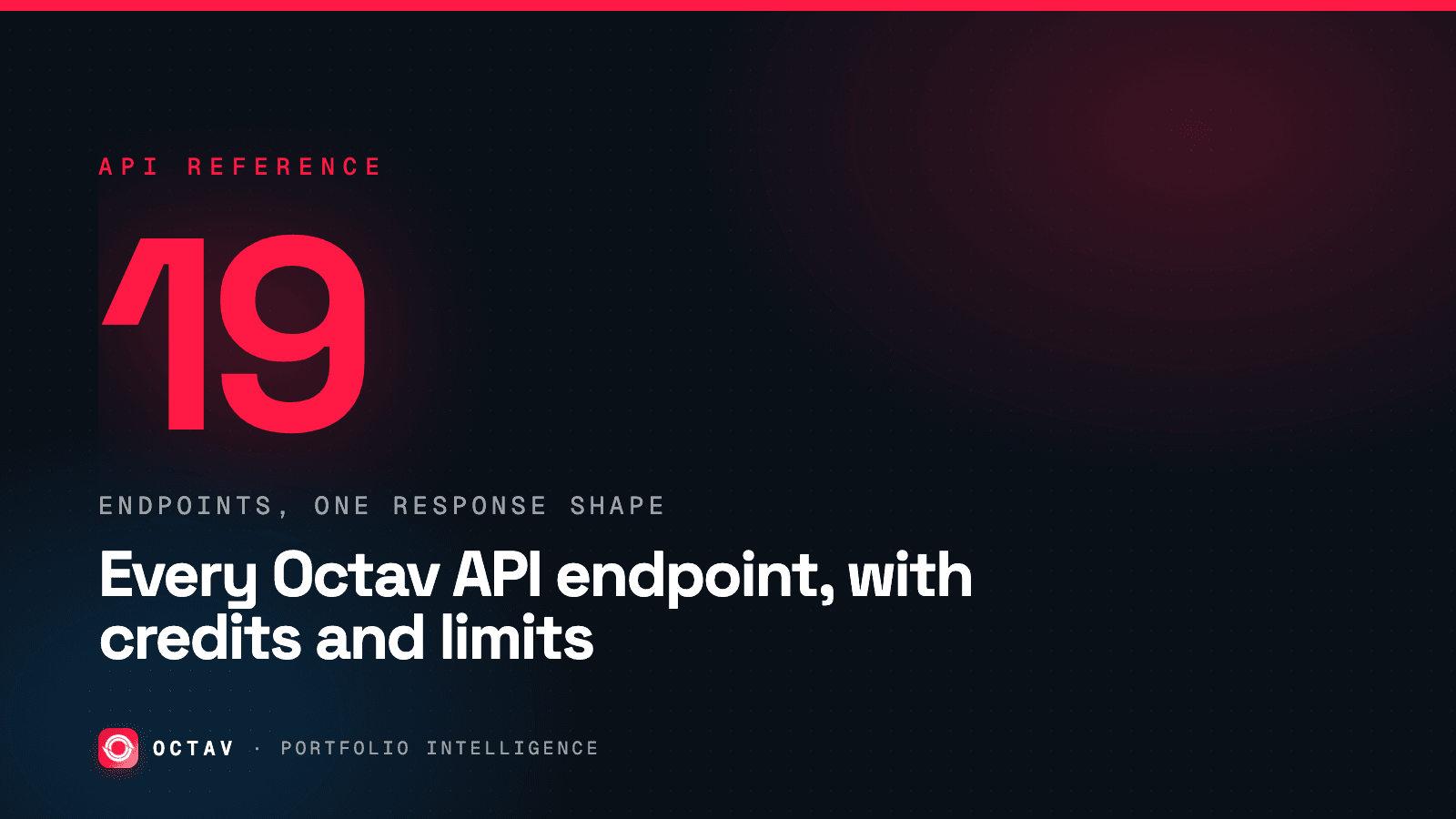 Banner: Every Octav API endpoint, with credits and limits