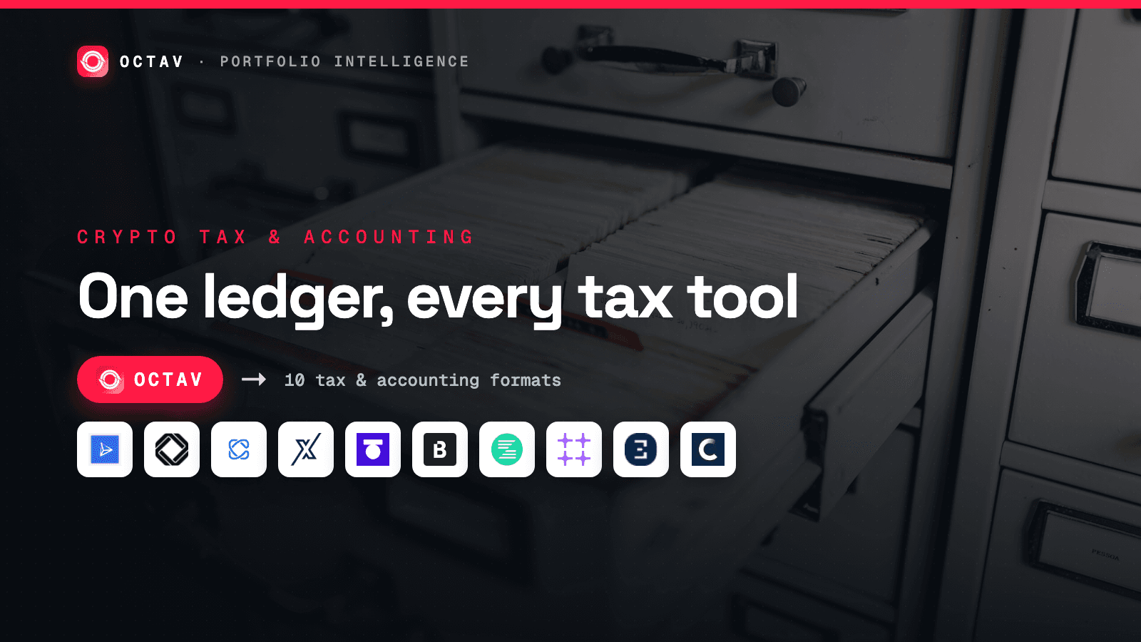 Banner: export Octav transactions into ten crypto tax and accounting platforms