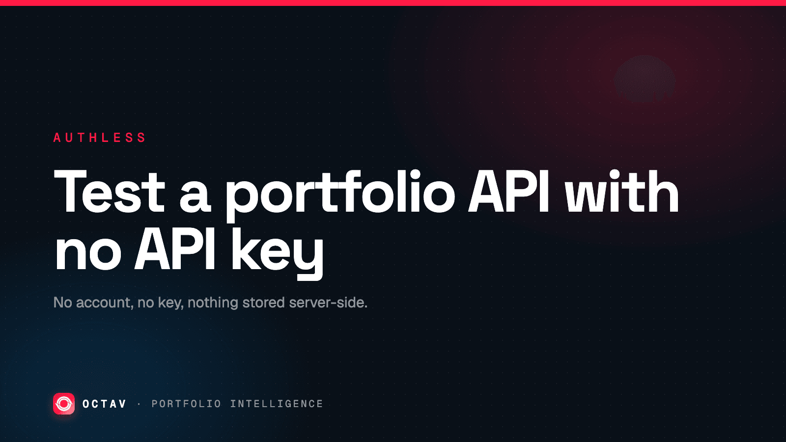Banner: Test a portfolio API with no API key