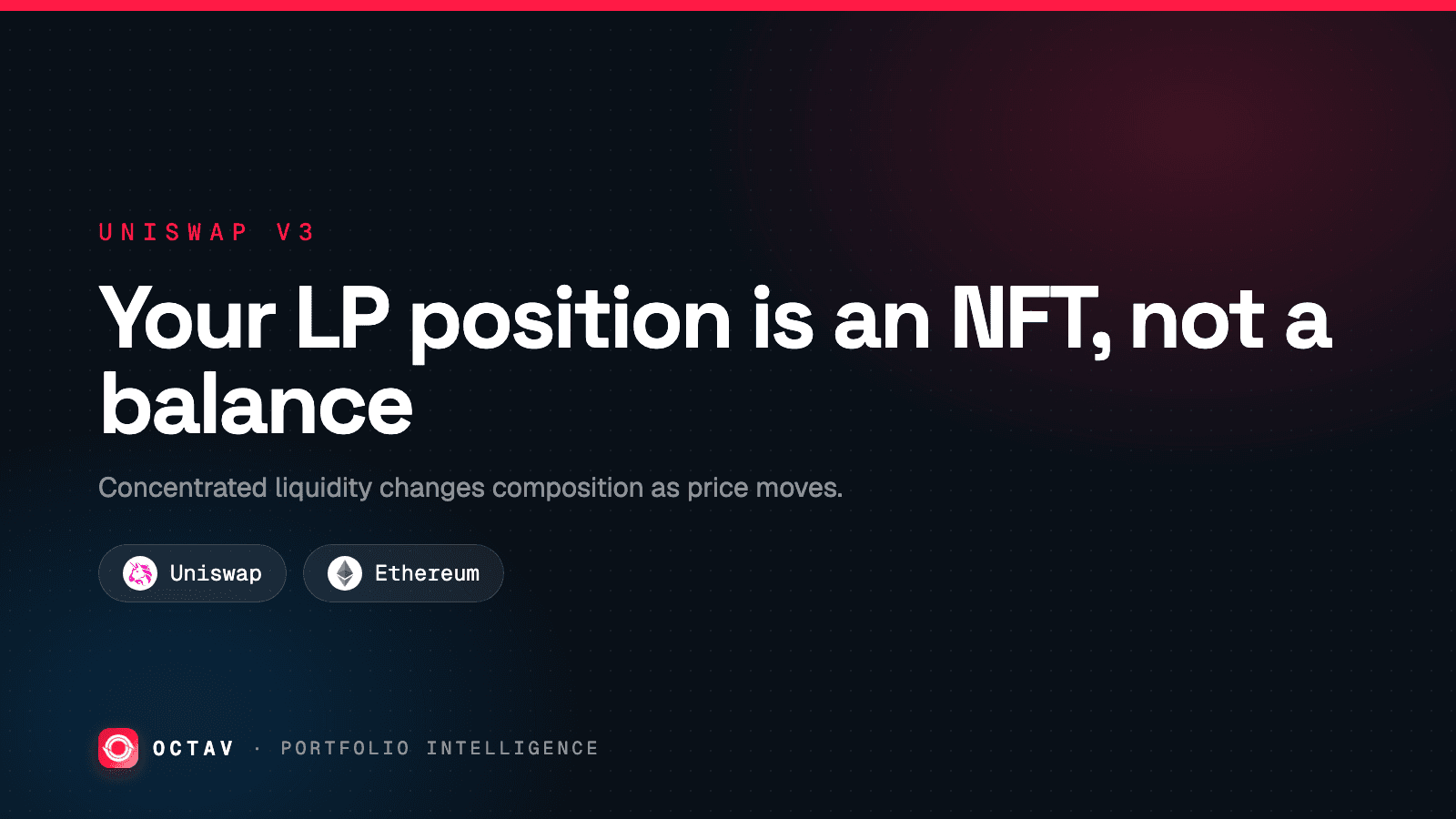 Banner: Your LP position is an NFT, not a balance