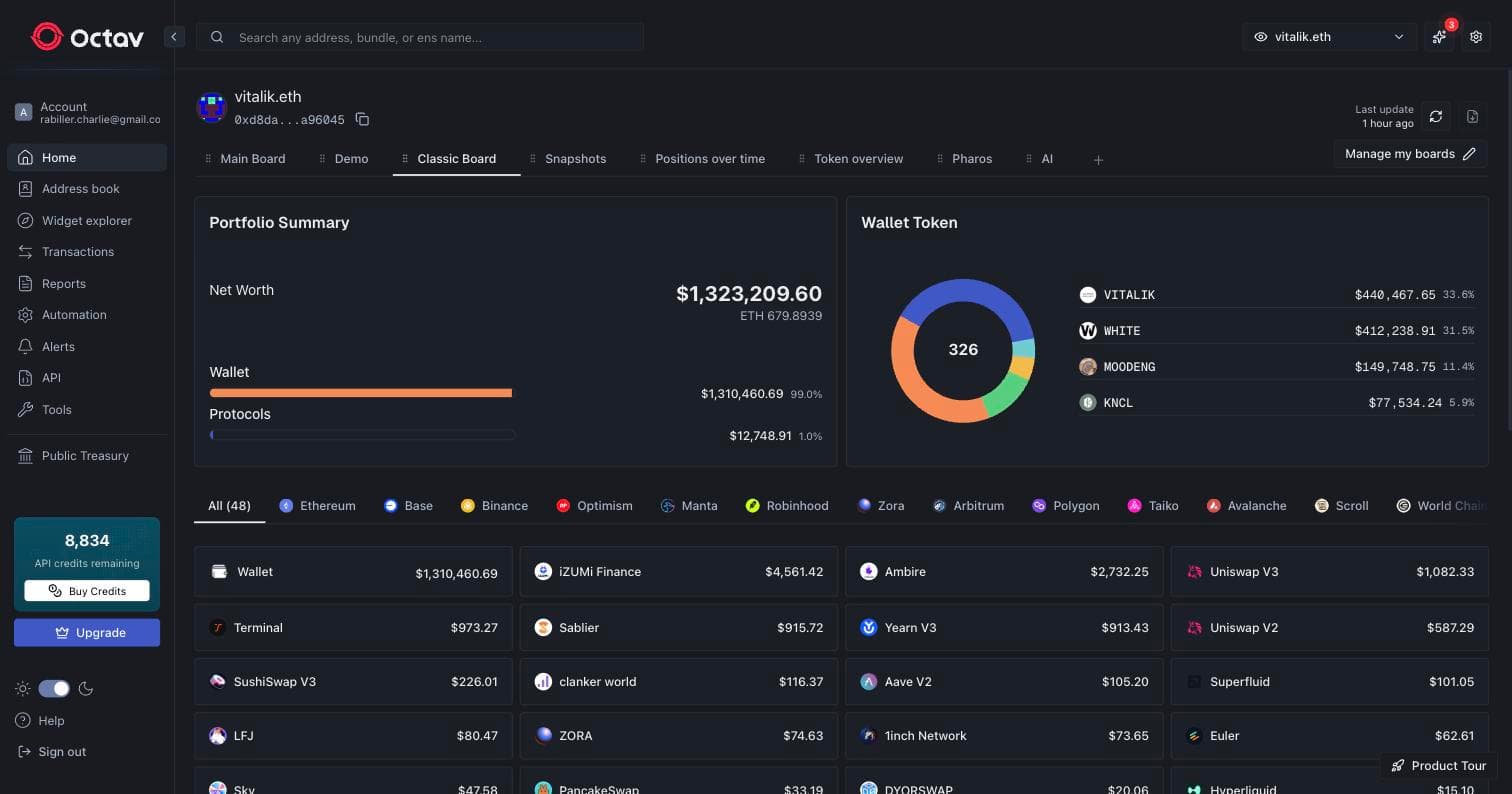 The Octav app decoding a wallet across 48 chains and dozens of protocols — the same data the API returns